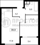2-комнатная квартира, 38.2 м² - фото 16