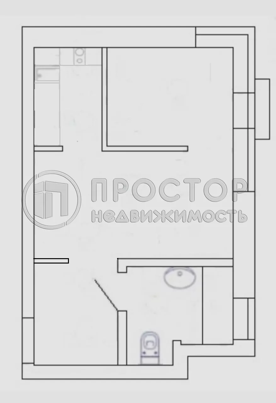 1-комнатная квартира, 25.6 м² - фото 31