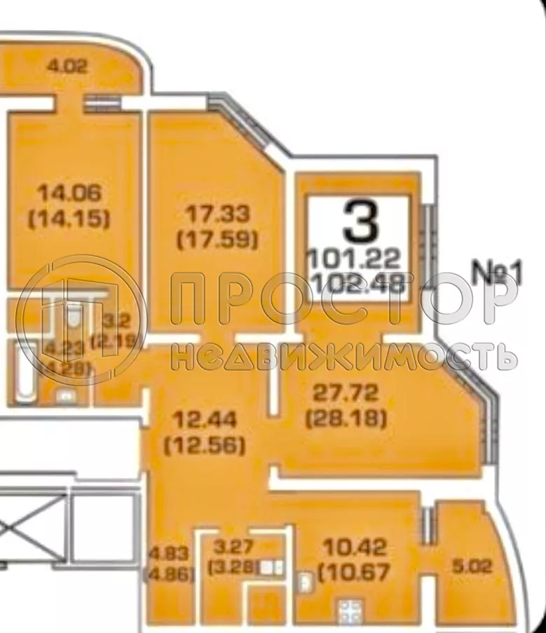 3-комнатная квартира, 102.4 м² - фото 37