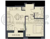 1-комнатная квартира, 34.43 м² - фото 52