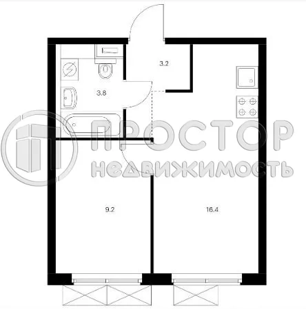 2-комнатная квартира, 32.6 м² - фото 12
