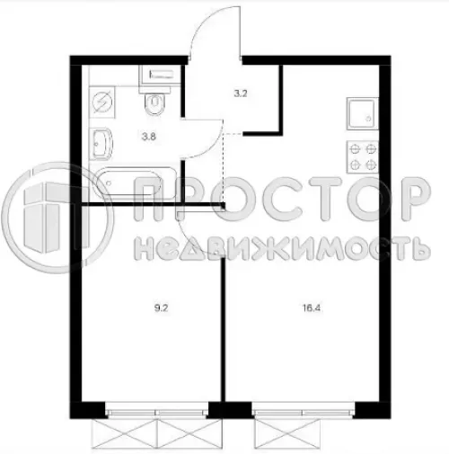 2-комнатная квартира, 32.6 м² - фото 12