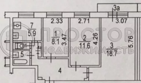 3-комнатная квартира, 57.7 м² - фото 16