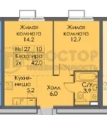 2-комнатная квартира, 42 м² - фото 75