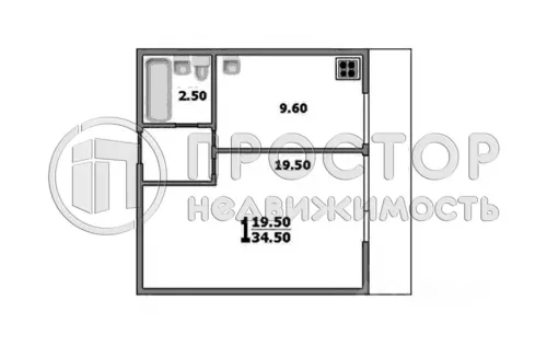 1-комнатная квартира, 35 м² - фото 9