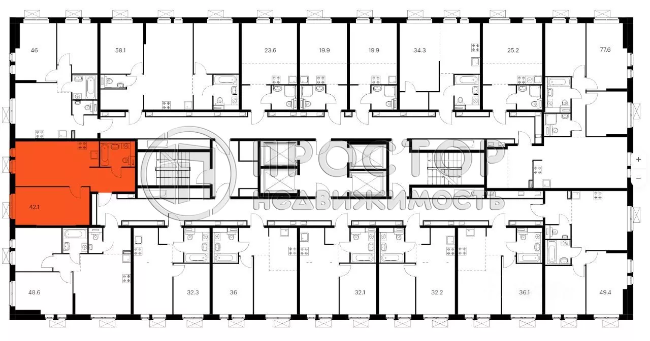 1-комнатная квартира, 42.1 м² - фото 3