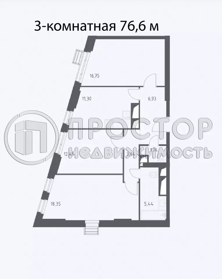 3-комнатная квартира, 76.6 м² - фото 10
