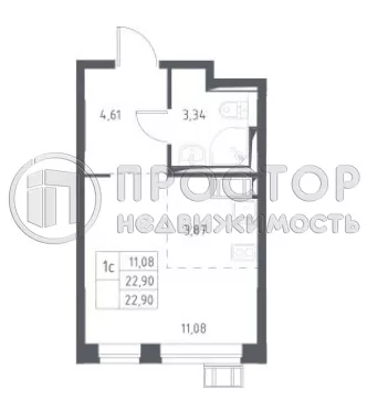 Студия, 22.9 м² - фото 5