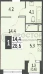 Студия, 28.6 м² - фото 17