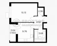 1-комнатная квартира, 36.9 м² - фото 36
