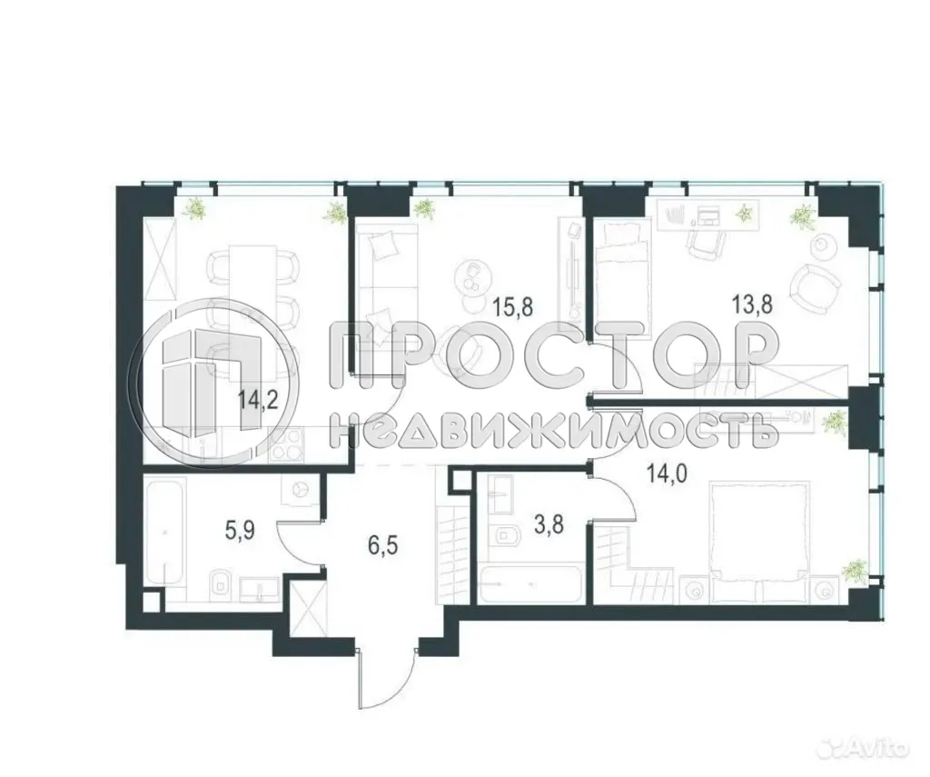 3-комнатная квартира, 73 м² - фото 8