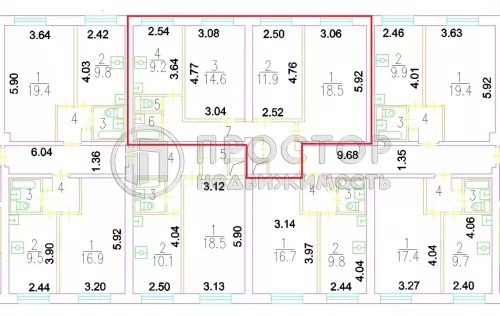 3-комнатная квартира, 68 м² - фото 42
