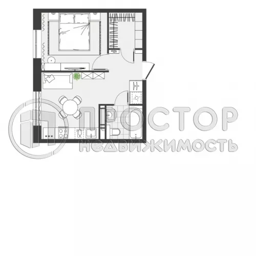 1-комнатная квартира, 33.7 м² - фото 4
