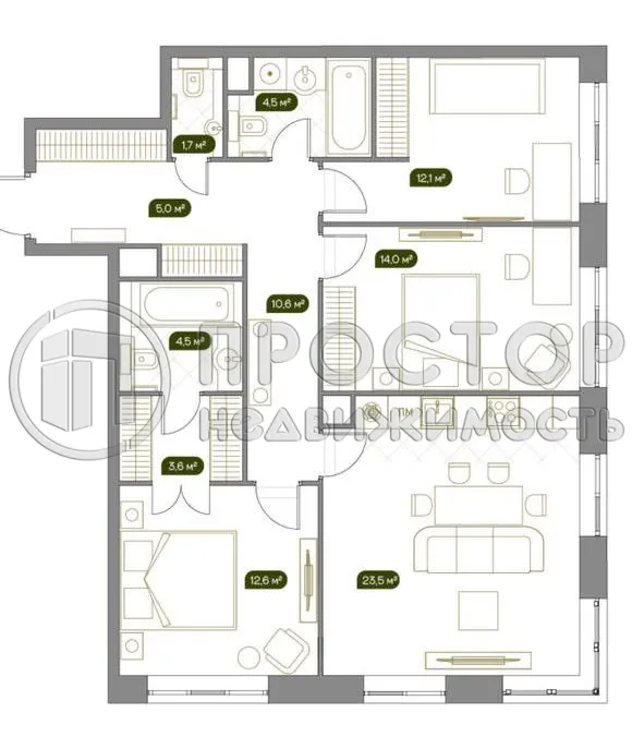 4-комнатная квартира, 91.5 м² - фото 9