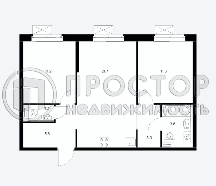 2-комнатная квартира, 58.3 м² - фото 26
