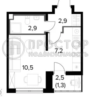 Студия, 24.8 м² - фото 21