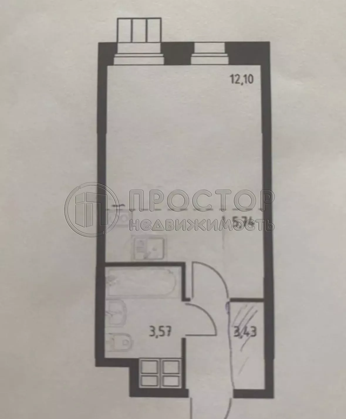 Студия, 25.7 м² - фото 4
