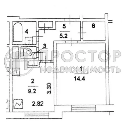 1-комнатная квартира, 36 м² - фото 26