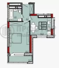1-комнатная квартира, 34.8 м² - фото 25
