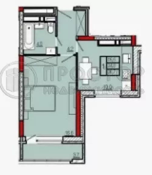 1-комнатная квартира, 34.8 м² - фото 25