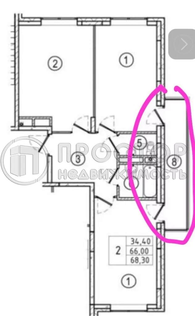 2-комнатная квартира, 68.3 м² - фото 25