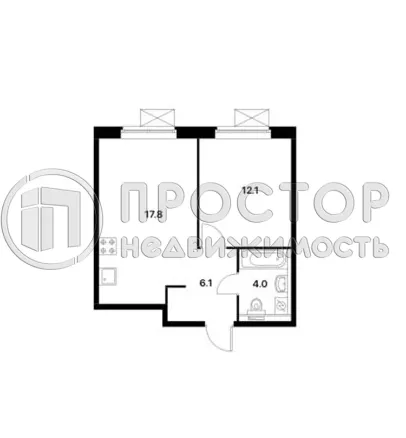 1-комнатная квартира, 40 м² - фото 19