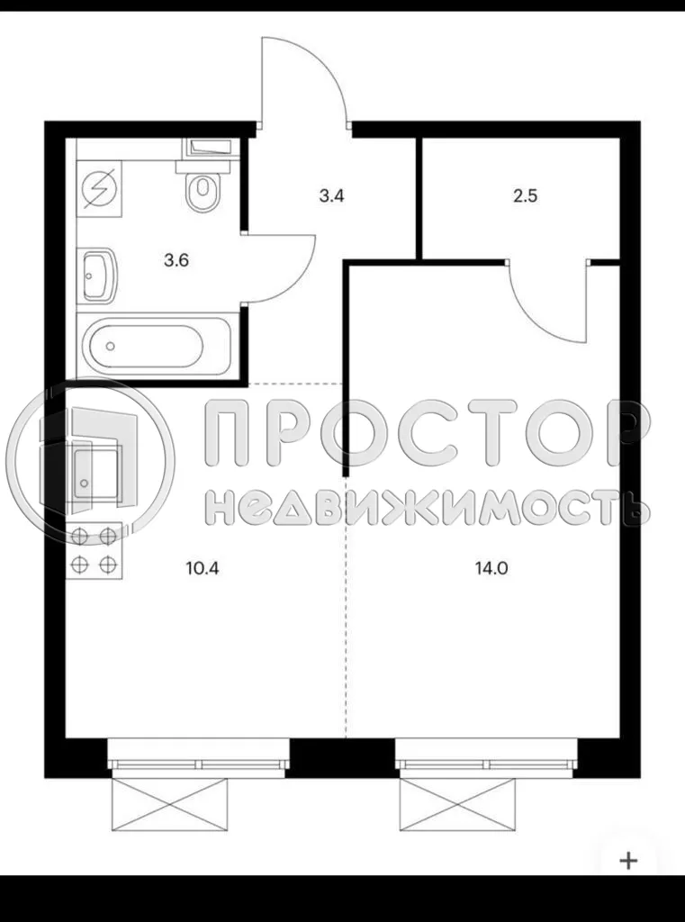 1-комнатная квартира, 34.5 м² - фото 5