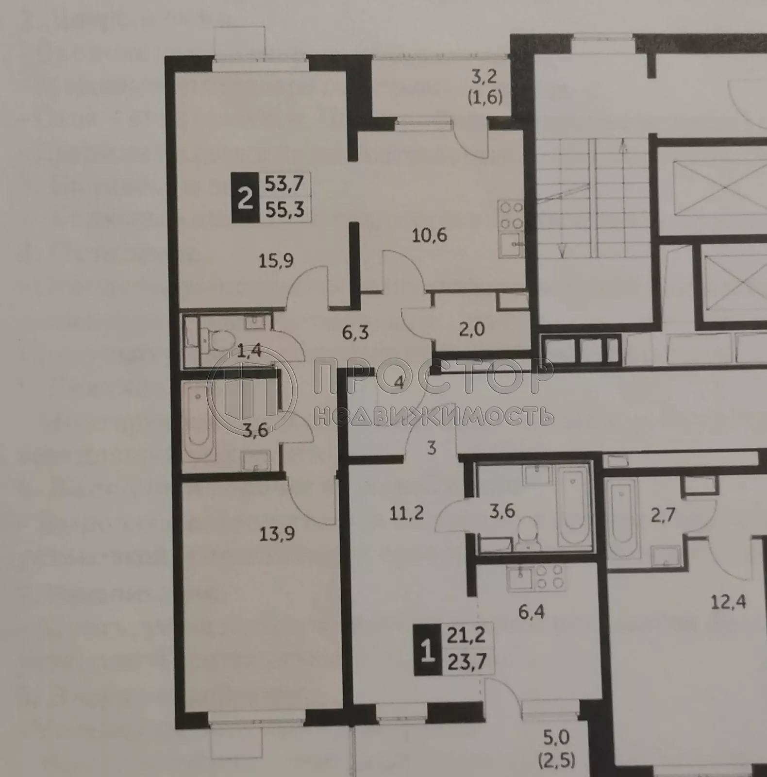 2-комнатная квартира, 55.3 м² - фото 27