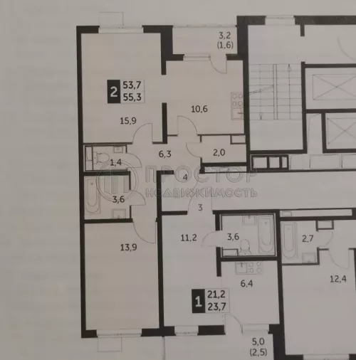 2-комнатная квартира, 55.3 м² - фото 27