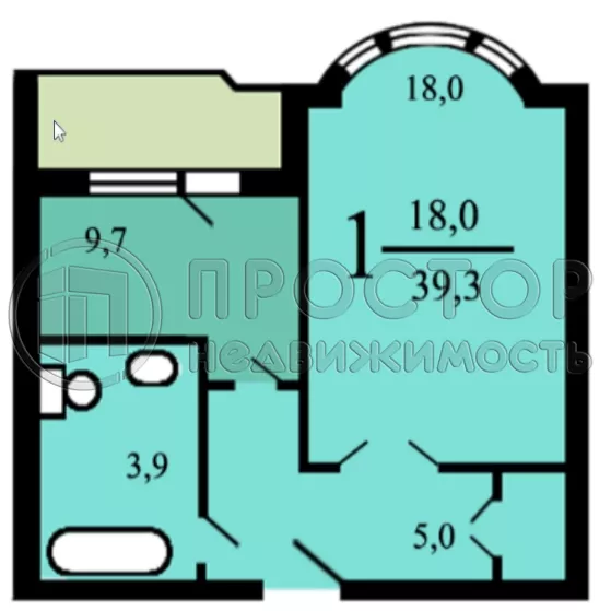 1-комнатная квартира, 40 м² - фото 34