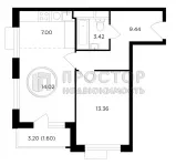 2-комнатная квартира, 48.8 м² - фото 12