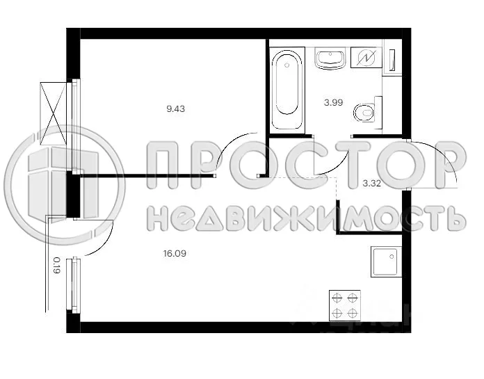 1-комнатная квартира, 33 м² - фото 10