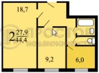 2-комнатная квартира, 44.4 м² - фото 25