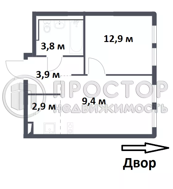 2-комнатная квартира, 32.88 м² - фото 17