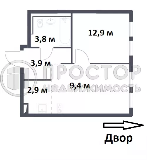 2-комнатная квартира, 32.88 м² - фото 25