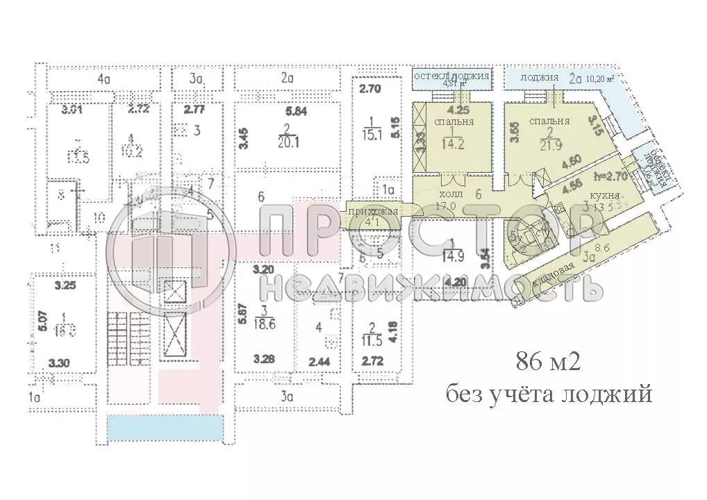 2-комнатная квартира, 86 м² - фото 10