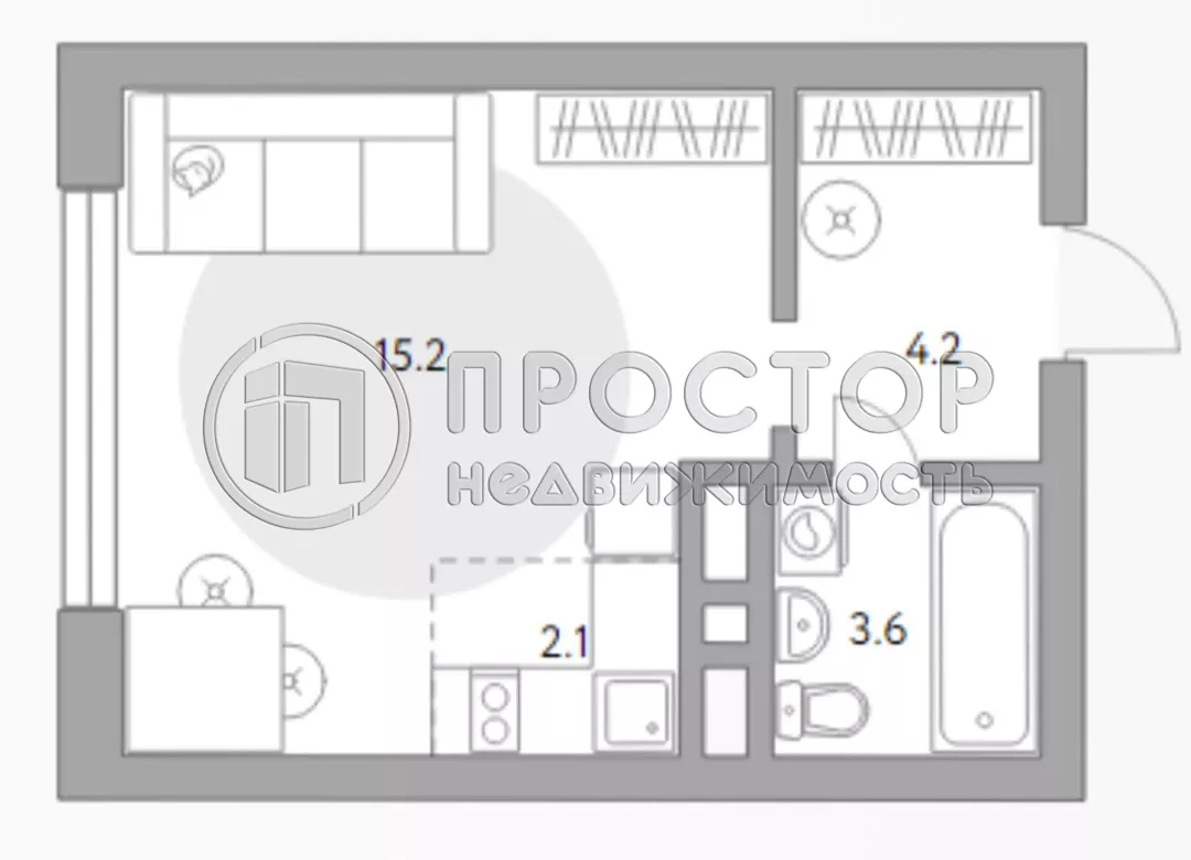 Студия, 28 м² - фото 22
