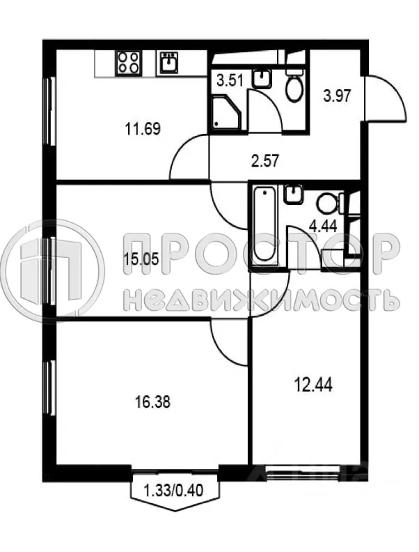 3-комнатная квартира, 69.5 м² - фото 20