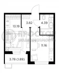 1-комнатная квартира, 34.45 м² - фото 5