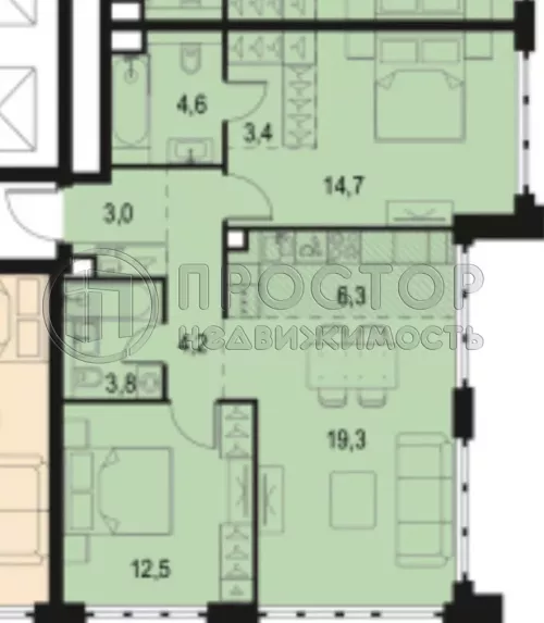 3-комнатная квартира, 71.8 м² - фото 13