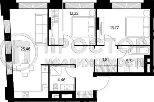 3-комнатная квартира, 74.78 м² - фото 13