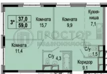 2-комнатная квартира, 59 м² - фото 21