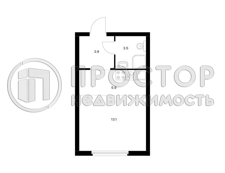 1-комнатная квартира, 26.4 м² - фото 3