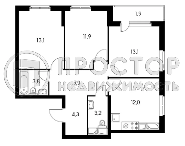 3-комнатная квартира, 70.2 м² - фото 43