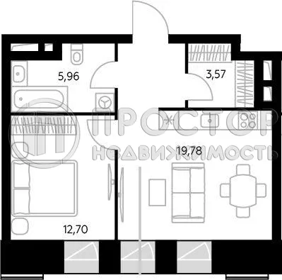 2-комнатная квартира, 45.86 м² - фото 9
