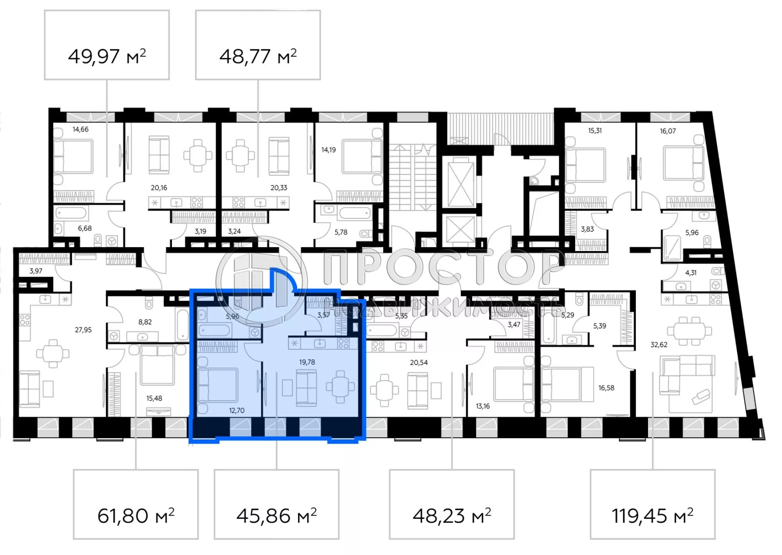 2-комнатная квартира, 45.86 м² - фото 10