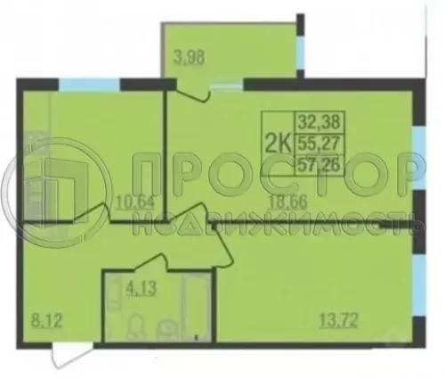 2-комнатная квартира, 52.1 м² - фото 2