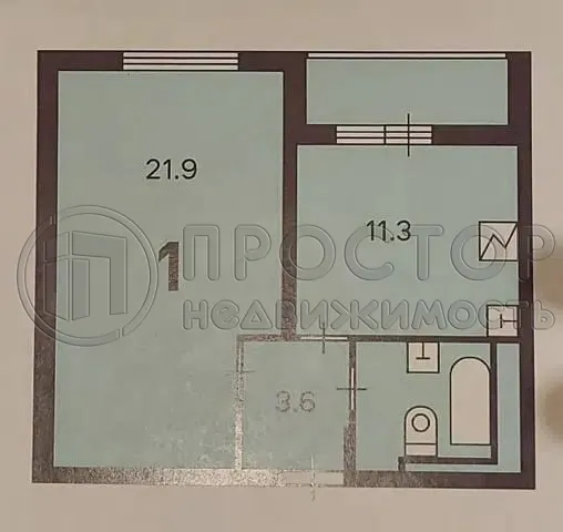 1-комнатная квартира, 40.5 м² - фото 24