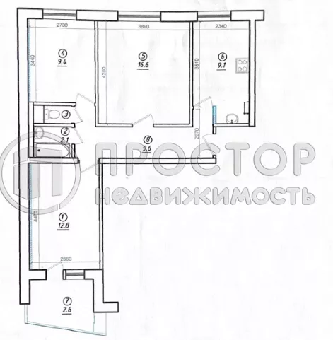 3-комнатная квартира, 60.4 м² - фото 21