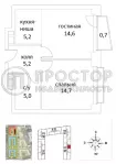 1-комнатная квартира, 45.4 м² - фото 19